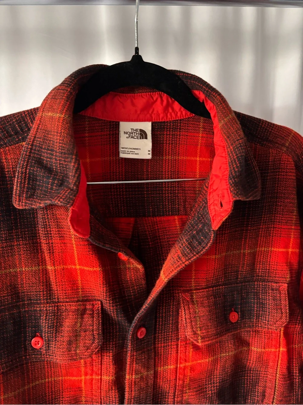The North Face Men's Red & Black Plaid Button-Down Shirt